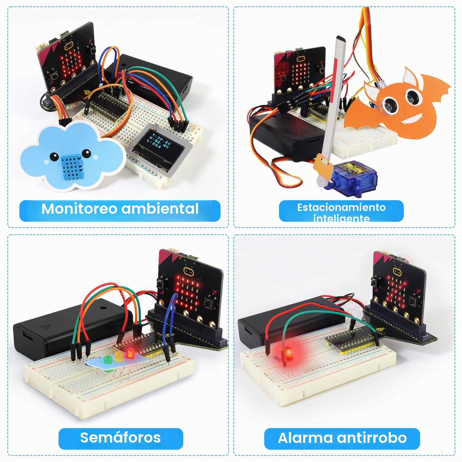 KEYESTUDIO BBC Microbit Starter Kit Sensor Module Kit with Micorobit V2 (Include) with MakeBlocks and Python Code, Detailed Online Tutorial, Example Projects