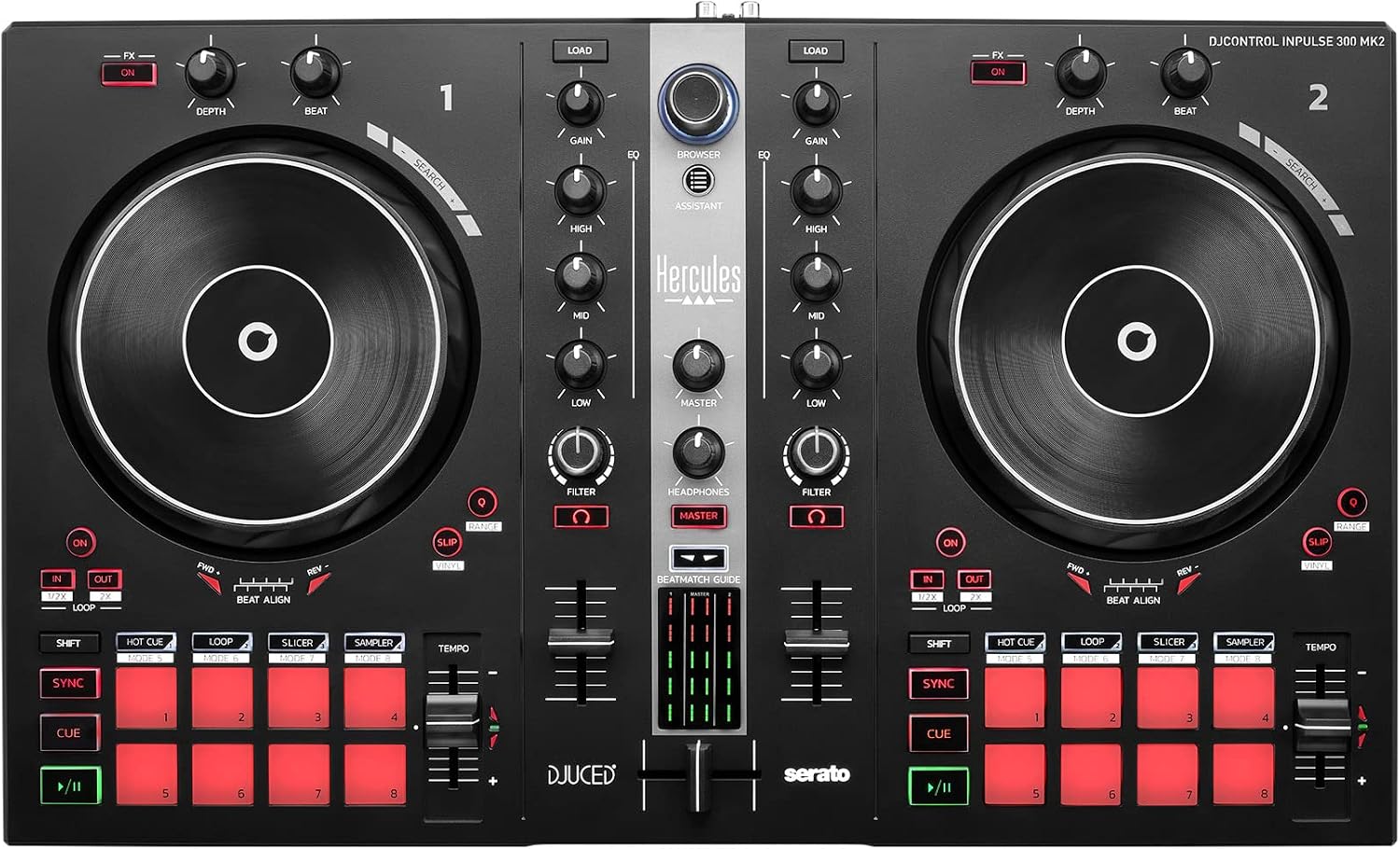Hercules DJControl Inpulse 300 MK2-2-Deck DJ Controller Serato & DJUCED