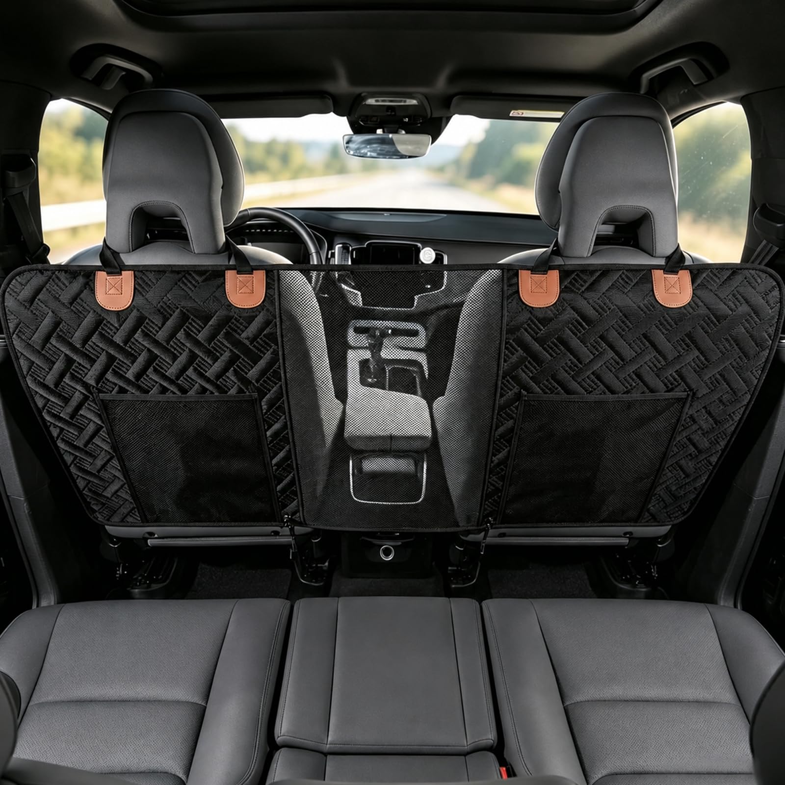 Hunde Auto Barriere, Hunde Netz für Auto Divider, Haustier Barriere mit 2 Mesh Organizer, Universal für Auto, SUV, LKW