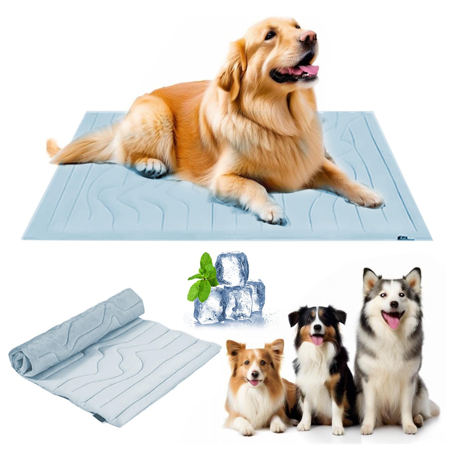 Pelsbarn - Alfombrilla de refrigeración para perros, cama fresca portátil para perros, lavable, seda de hielo para perro, cama fresca portátil para verano, ideal para uso en interiores y exteriores