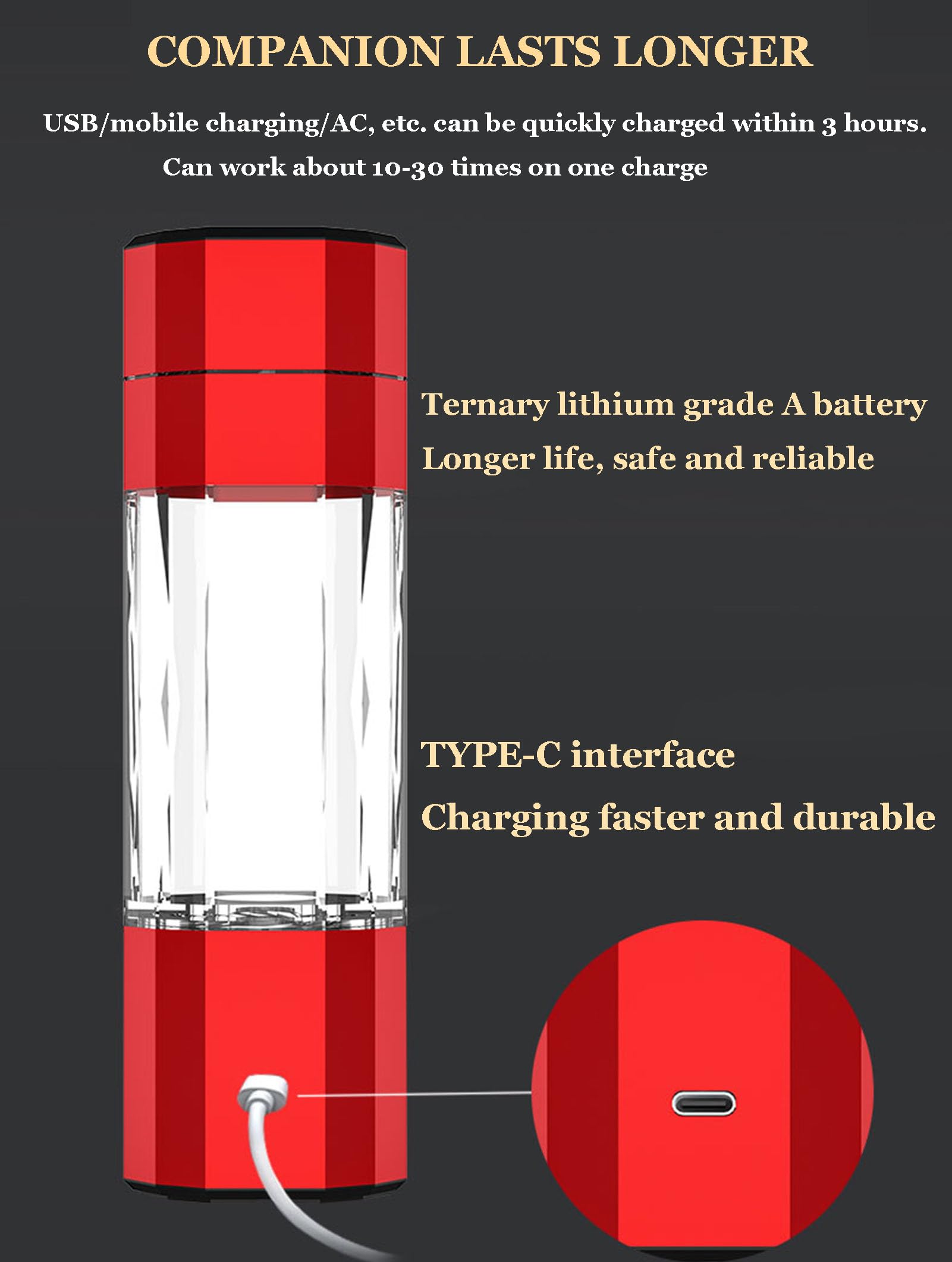 Générateur de Bouteille d'eau d'hydrogène, générateur d'eau Multifonctionnel d'hydrogène, générateur d'eau d'hydrogène à Haute Concentration 8000PPB, à la Maison et en Voyage