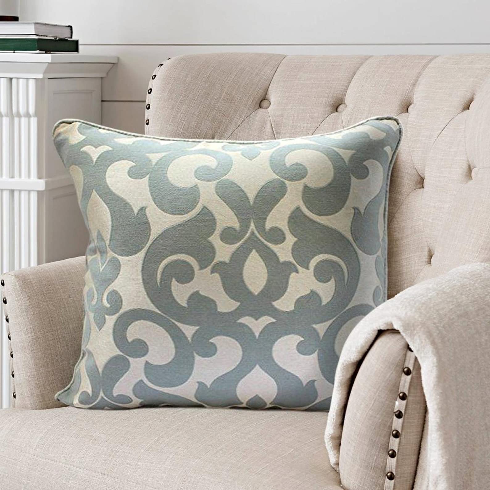 The HomeCentric Blu Set di 2, 60x60 cm Art Silk Federa, Seta