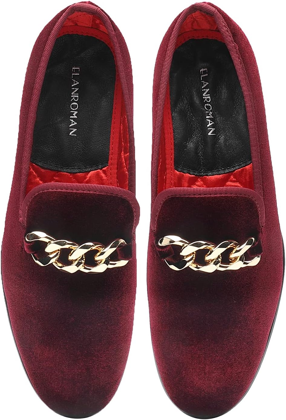 ELANROMAN Men's Loafers Gold Buckle Fashion Handmade Wedding Party Prom Shoes - Image 2