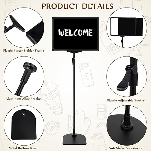 Miniatura 3 de PerKoop Paquete de 12 soportes ajustables para carteles de 8.7 x 12 pulgadas, soporte de pie de pedestal resistente, vertical y horizontal,