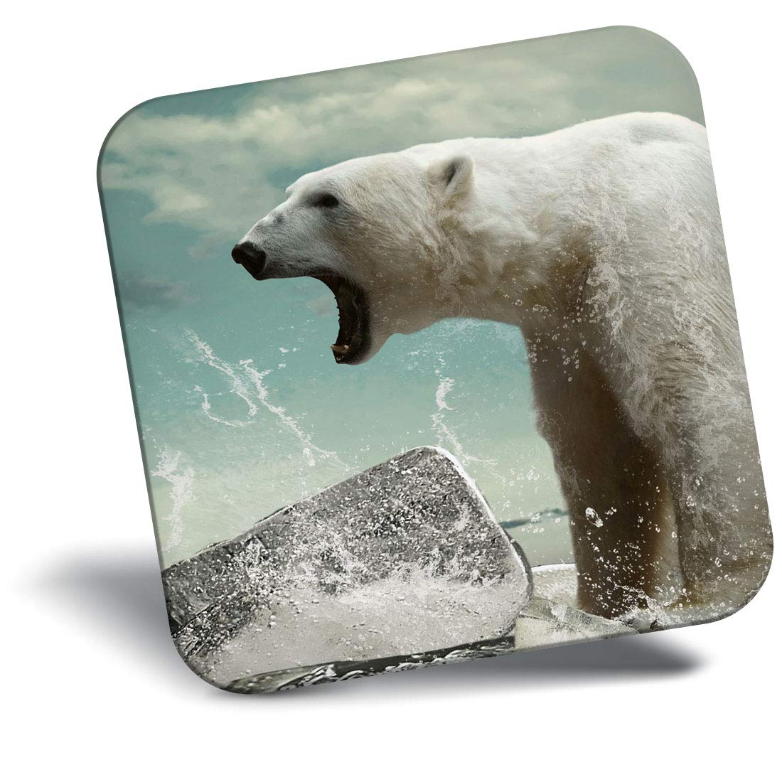 Destination Vinyl Ltd Multicolor Fridge Magnet - Angry Polar Bear Print Scary Animals 8274