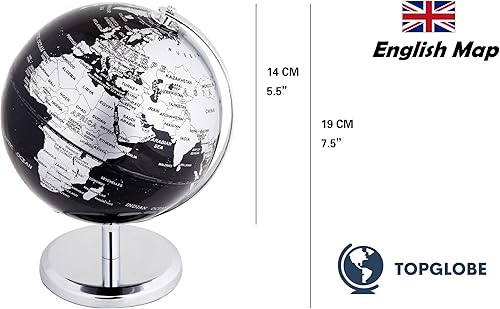 Miniatura 2 de Mini globo mundial de 5.5 pulgadas, decoración de escritorio educativageográficamoderna, arco y base de acero inoxidable, para escuela, hogar y