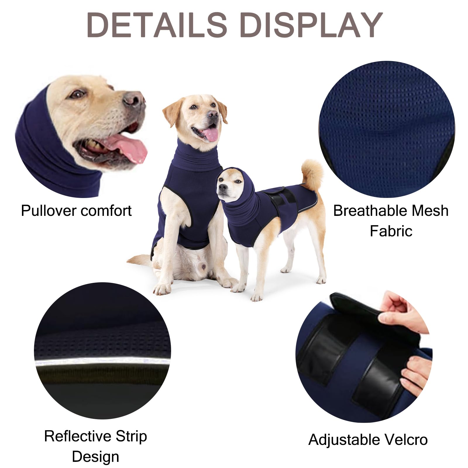 DAVBNM Dog Anxiety Jacket, Calming Dog Anxiety Jacket, Reflective Strips Calming Coat for Noise and Stress Relief - Image 3