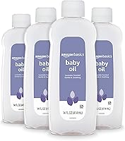 Amazon Basics Lavender Scented Baby Oil 14 oz 4-Pack - Hypoallergenic, Locks in Moisture, Prevents Dry Skin for Soft Baby Skin
