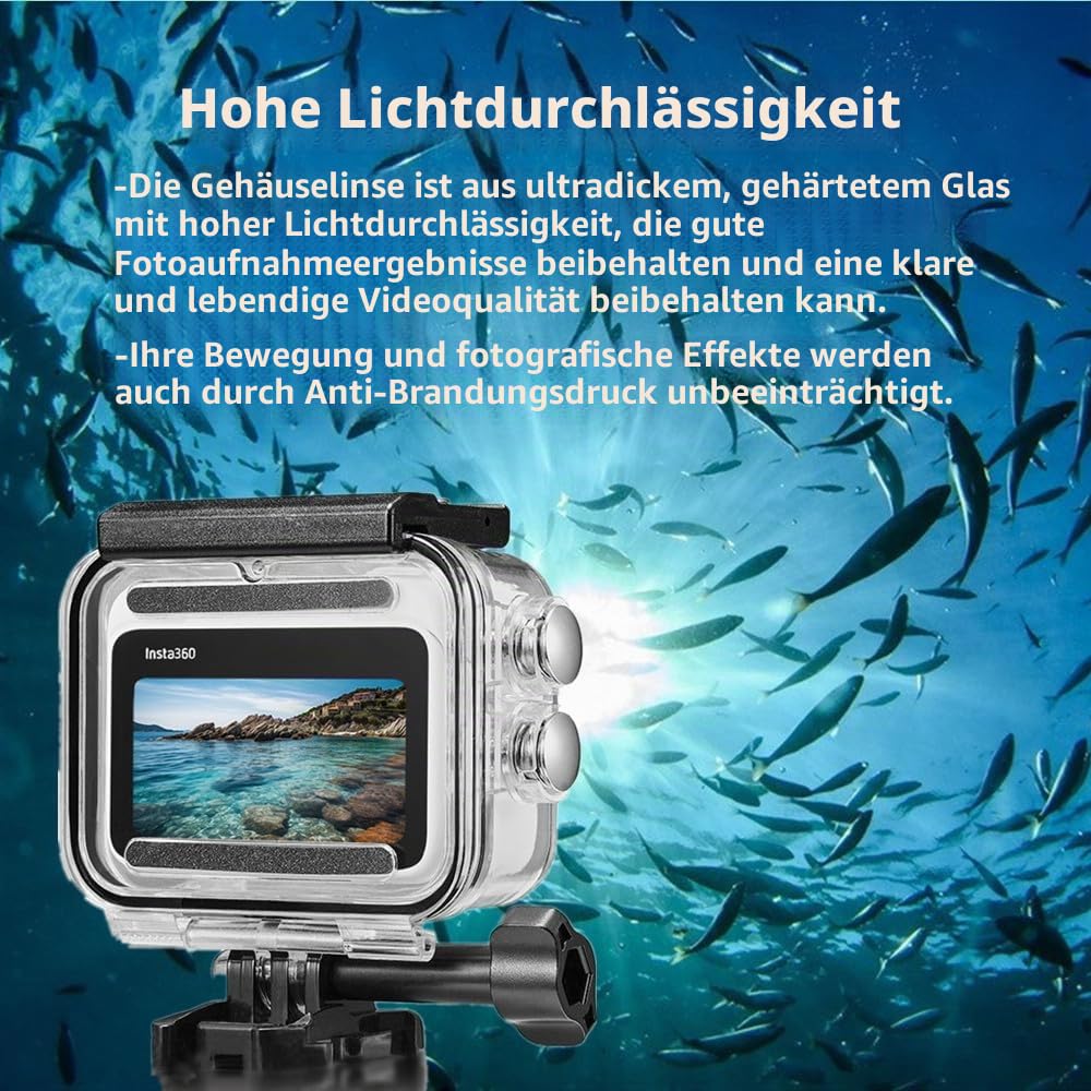 Wasserdichtes Gehäuse und schwimmender Handgriff, kompatibel mit Insta360 GO 3S, schützendes Unterwasser-Tauchgehäuse mit Halterungszubehör