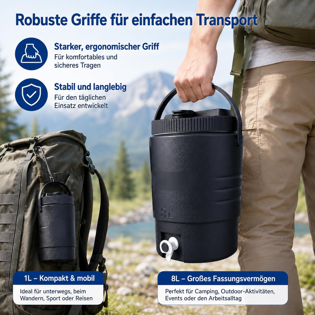 SISKEYCOOC - Dispenser di bevande isolato di alta qualità con rubinetto, dispenser per bevande fredde, thermos, dispenser per bevande calde, mantiene il blocco di ghiaccio, bevande fredde, latte, tè
