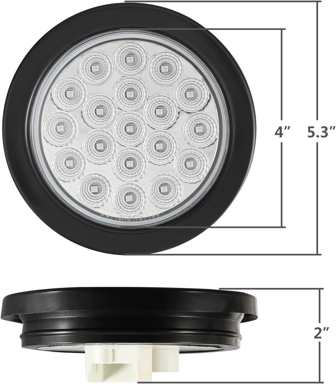 Partsam 2Pcs 4 Inch Dual Revolution Round Red Stop Turn Tail Lights to Blue Auxiliary Lights 19 Diodes w/Rubber Grommet 3-Prong Wire Pigtails Red/Blue 4" Round Led Trailer Tail Lights 12V Clear Lens