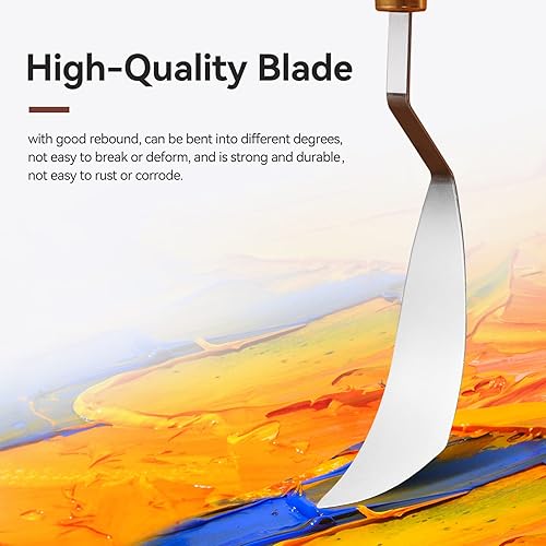 Miniatura 5 de Juego de 2 cuchillos de paleta de acero inoxidable para pintura al óleo, pintura acrílica, cuchillo de pintura LIGHTWISH con mango de madera para