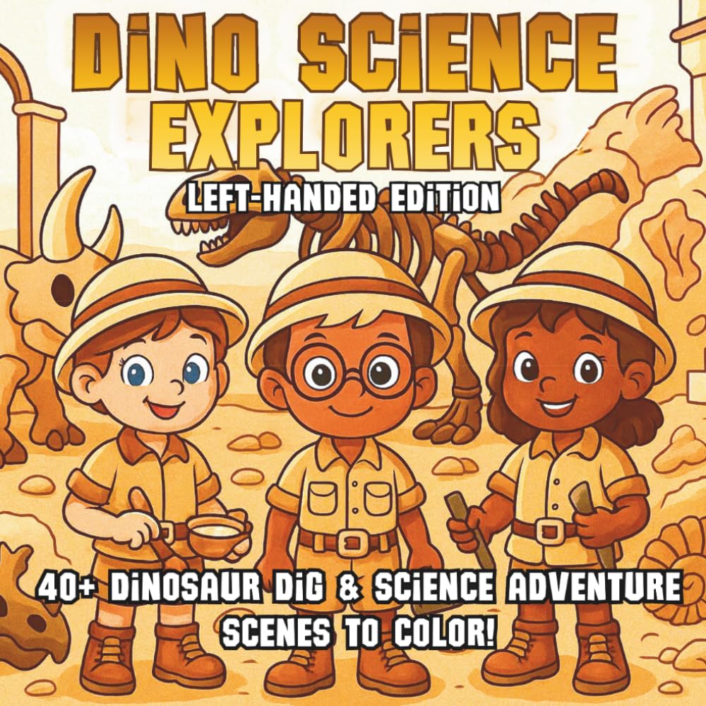 Dino Science Explorers Left-Handed Edition: Fossil Digs, Prehistoric Discoveries & Adventure Science — A STEM Coloring Book for Kids Who Love ... (STEM Learning Coloring Books for Kids)