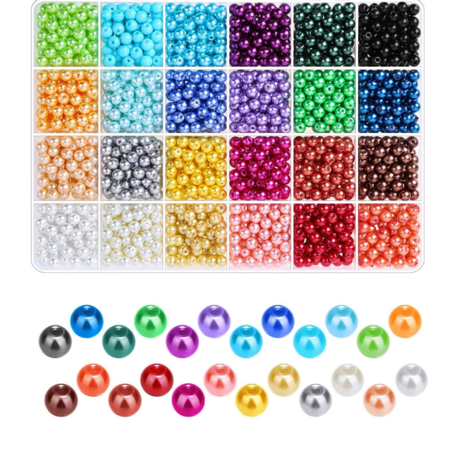 Amazon.co.jp: BetterJonny 24色パールビーズ 6mm 両穴しカラーパール 