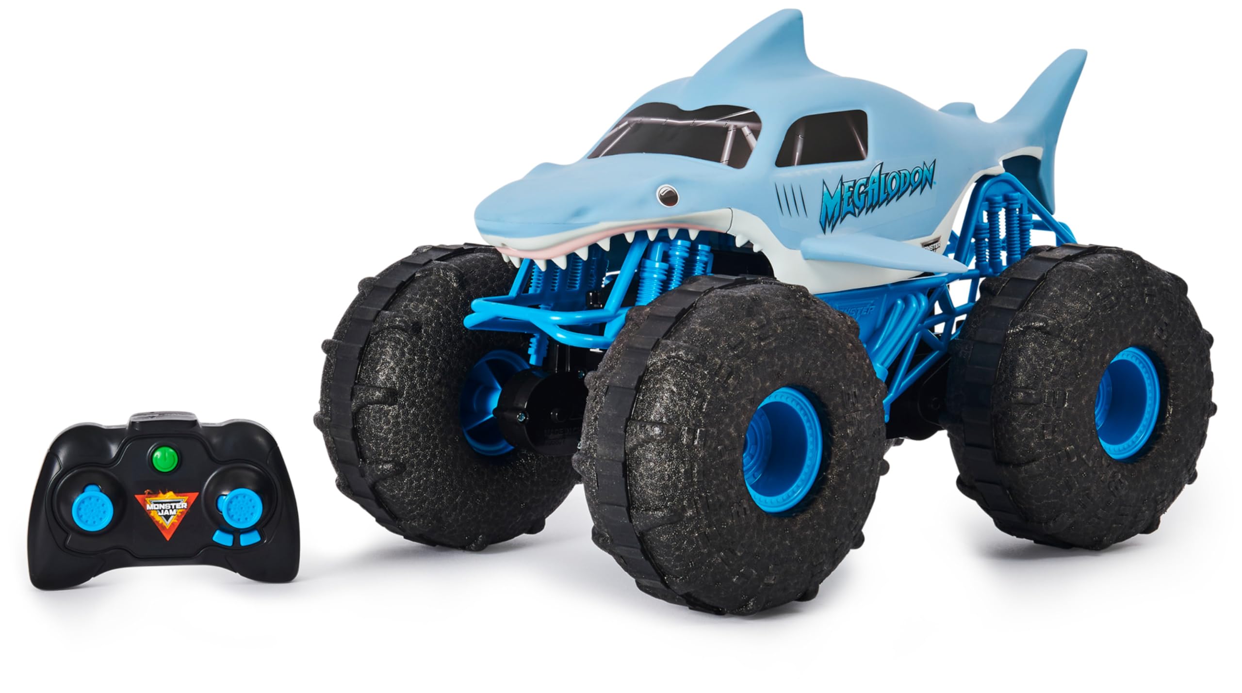 Monster Jam - Coche Teledirigido Megalodón Monster Truck - Coche RC Megalodon Storm a Escala 1:15-2.4GHZ hasta 76m - Juguetes Niños 4 Años + Regalo Niño 4 Años +