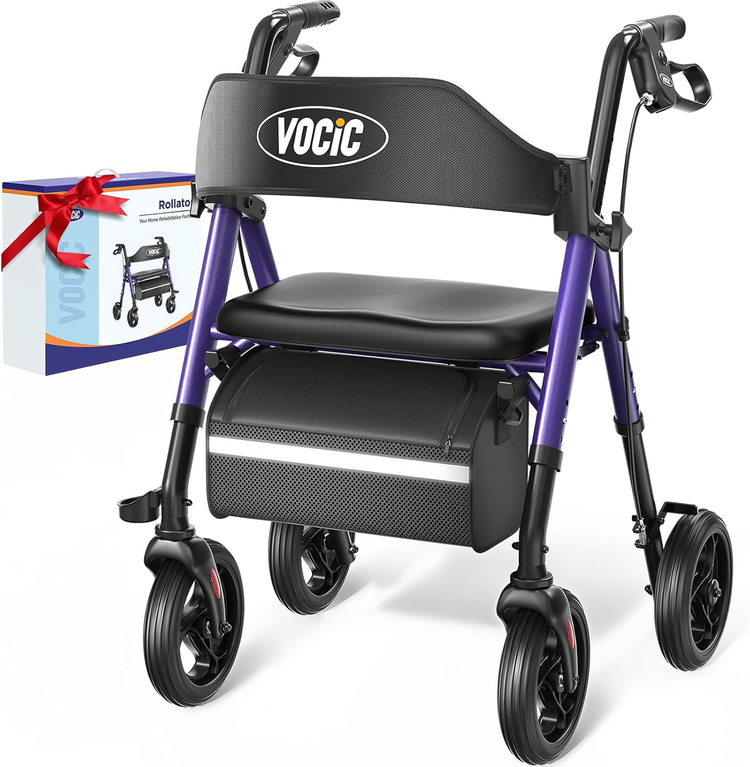 VOCIC Z21 Rollator Walker with Seat, 19.4 lb, 350 lb