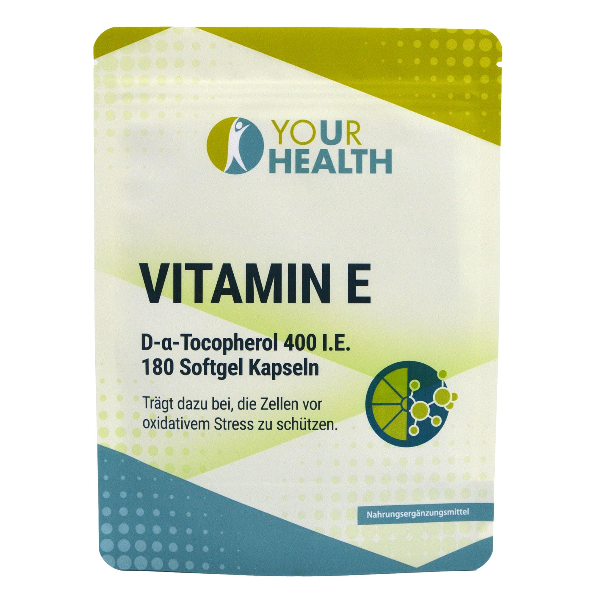 Vitamin E 400 I.E. - 360 mg D-Alpha-Tocopherol - Natürliche E-Vitamine als Nahrungsergänzungsmittel - Starkes Antioxidans - 180 Kapseln