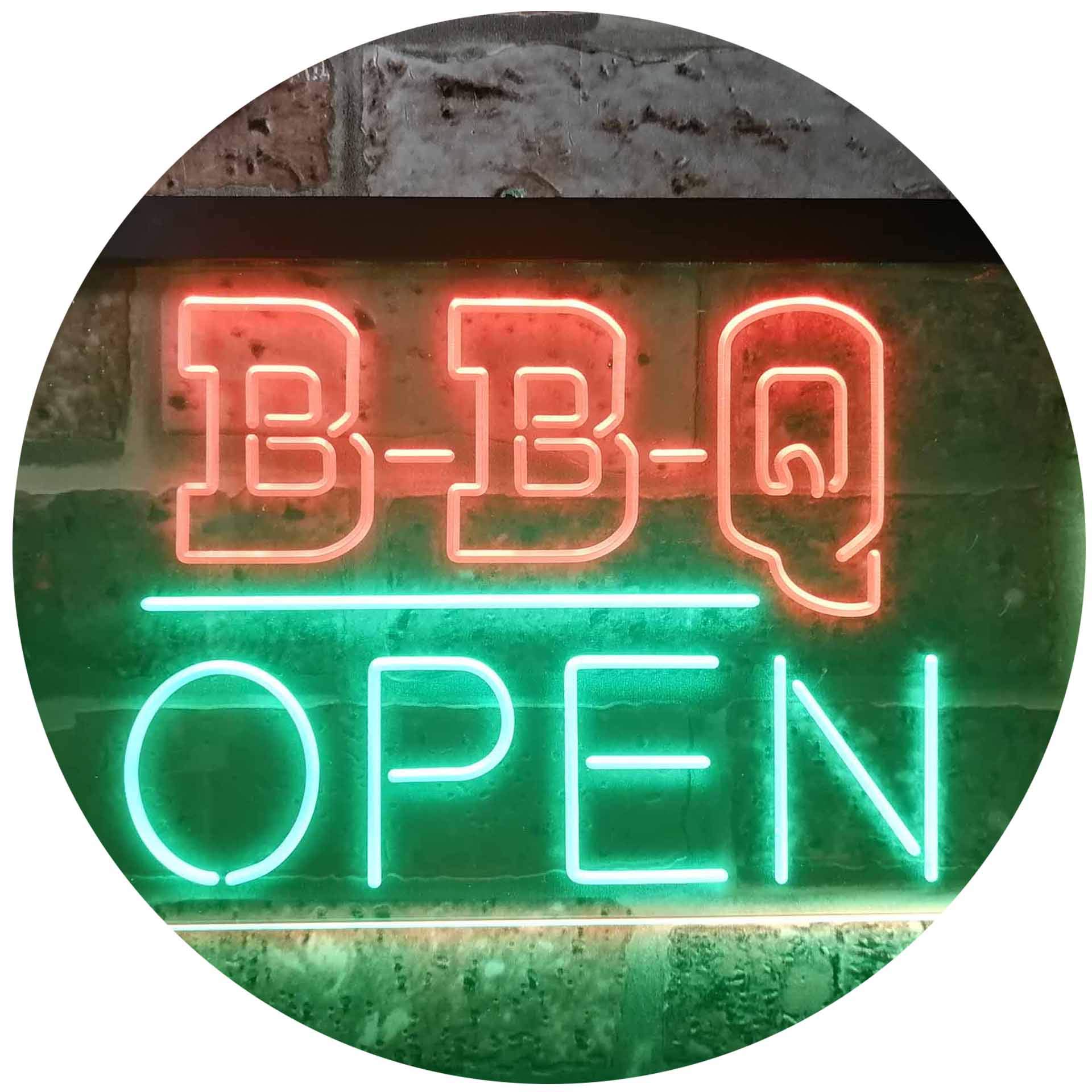 ADVPRO BBQ Open Display Dual Color LED Enseigne Lumineuse Neon Sign Vert et Rouge 400 x 300mm st6s43-i3290-gr