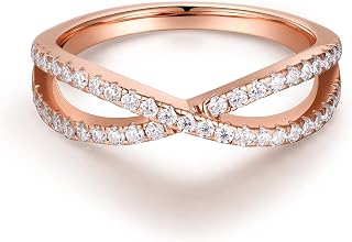 MOOSEA Moissanite Infinity Wedding Band for Women, D Color VVS1 Clarity Lab Created Wedding Rings 14K White Yellow Rose Gold Vermeil Moissanite Stackable Rings for Women Wife Anniversary Band