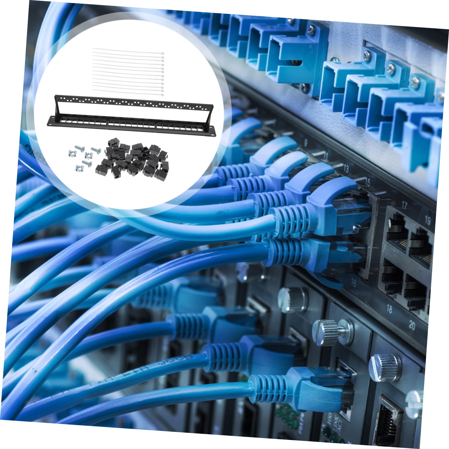 Panneau de Brassage Réseau 24 Ports Cat5e Noir en Plastique