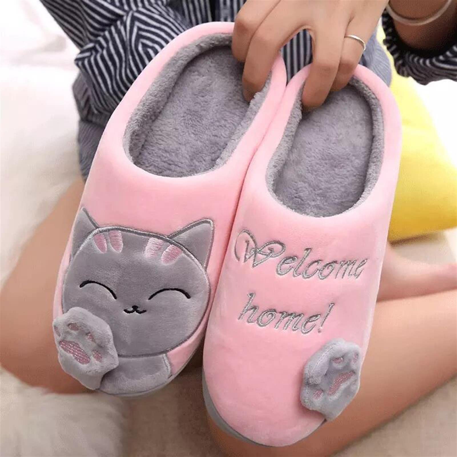 Desconocido Zapatillas Casa Mujer con Forro De Felpa Y Suela Dura - Cómodas/Blanditas/Mulliditas Y Calentitas, Unisex-Adulto (pink1 37/38)