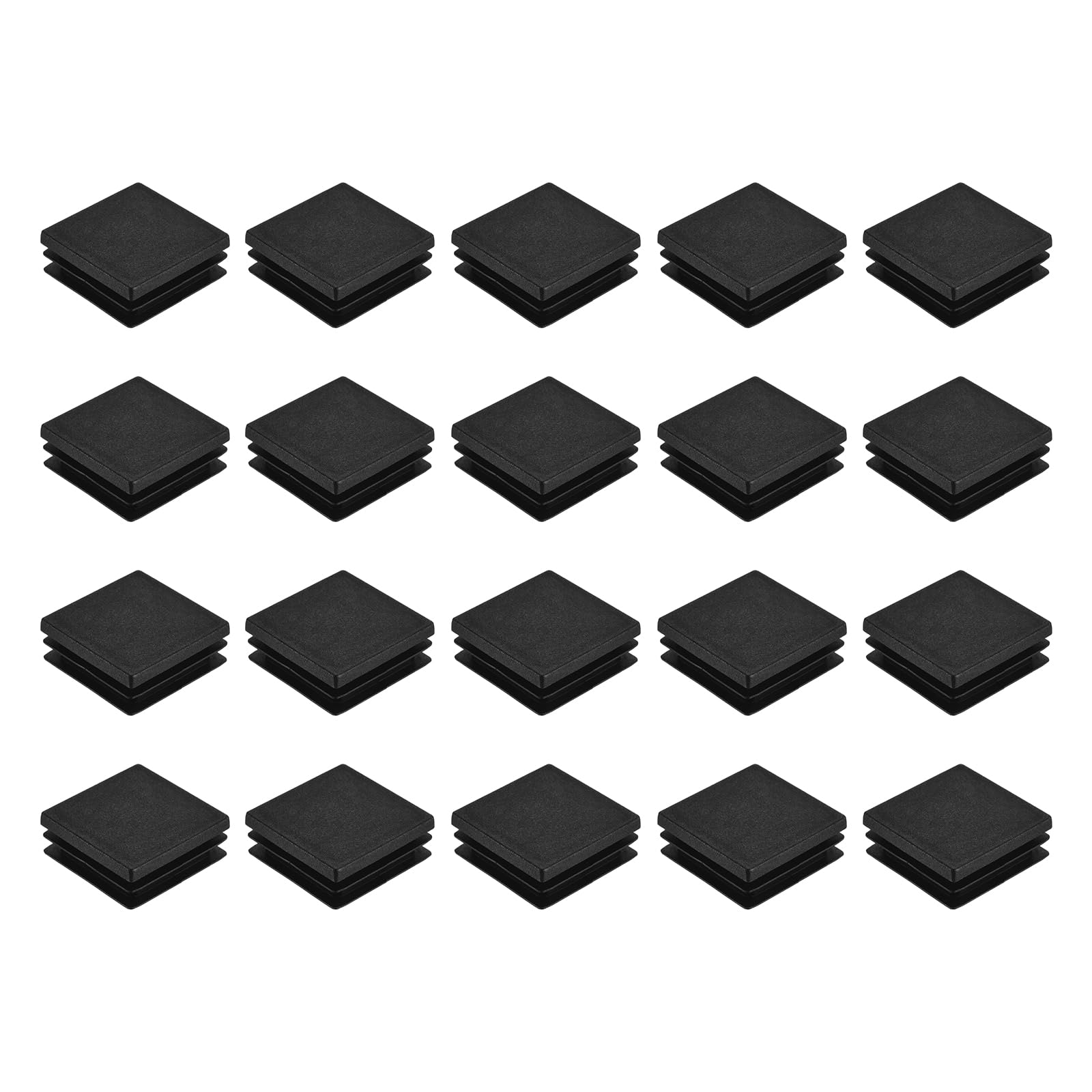 uxcell 24Pcs Square Plastic Plugs, 38 x 38mm/1.5 x 1.5inch PE Pipe Tubing End Caps for 32-36mm/1.26-1.42inch Square Tube Furniture Chair Leg, Black