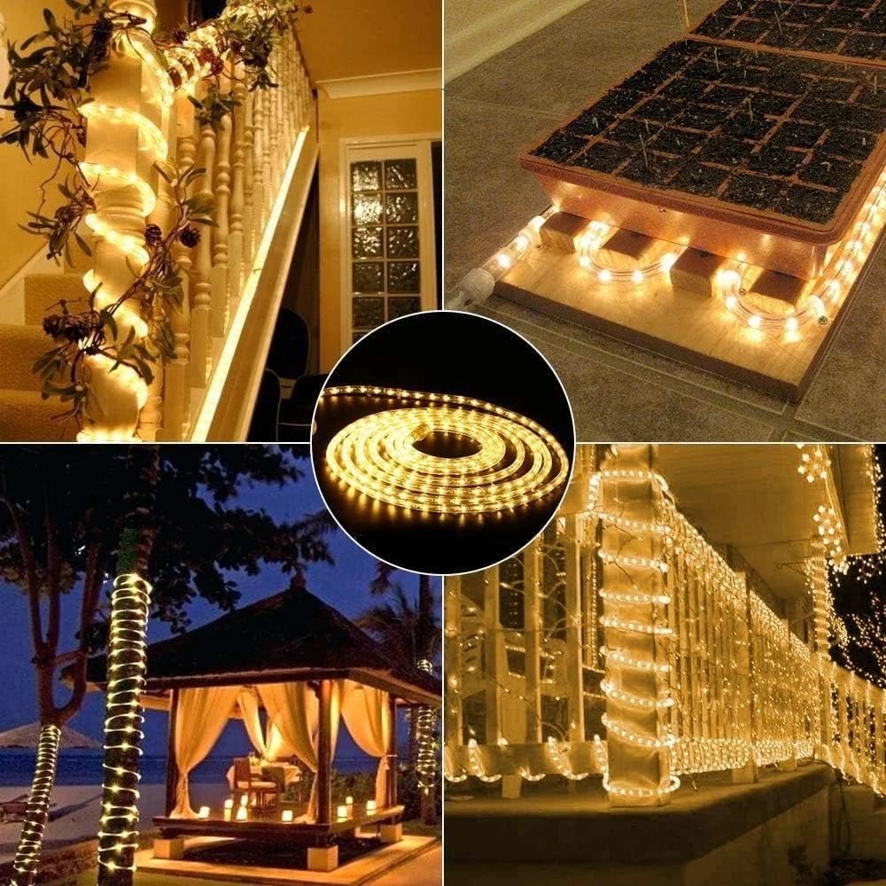 LED Lichtschlauch, 25m Länge, Außenbereich, Warmweiß 2200K, IP65 Wasserdicht, Dimmbar, PVC-Rohr, 899 LEDs, 4m Anschlusskabel, Ganzjährig, Garten & Terrasse