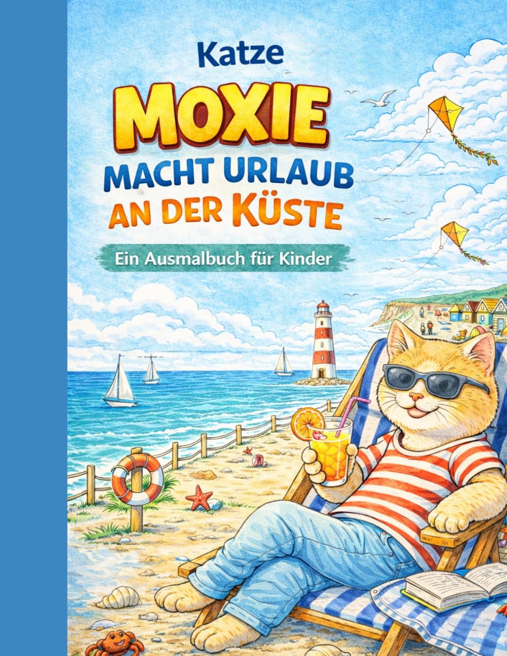 Katze Moxie macht Urlaub an der Küste - Ein Malbuch