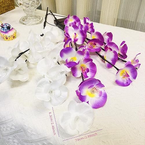 Miniatura 2 de Phalaenopsis - Paquete de 2 lámparas LED de rama de orquídea, ramo de orquídeas artificiales de mariposa, funciona con pilas para decoración del