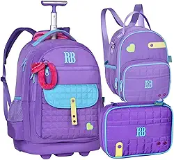 Kit Mochila Rodinha Escolar Rebecca Bonbon Infantil Lancheira Estojo (Lilás)