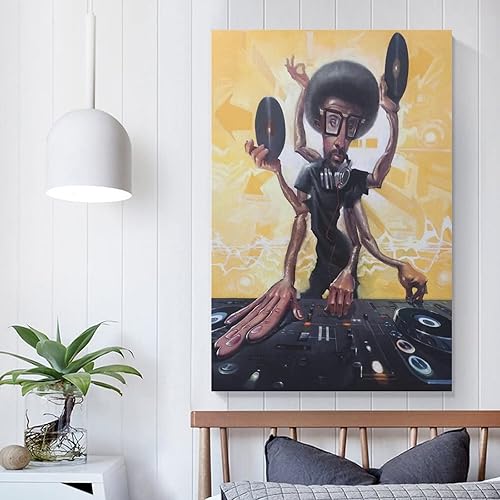 Miniatura 5 de Justin Bua - Póster de arte abstracto negro de DJ de rock, decoración del hogar, póster para colgar en la pared, para dormitorio, pintura