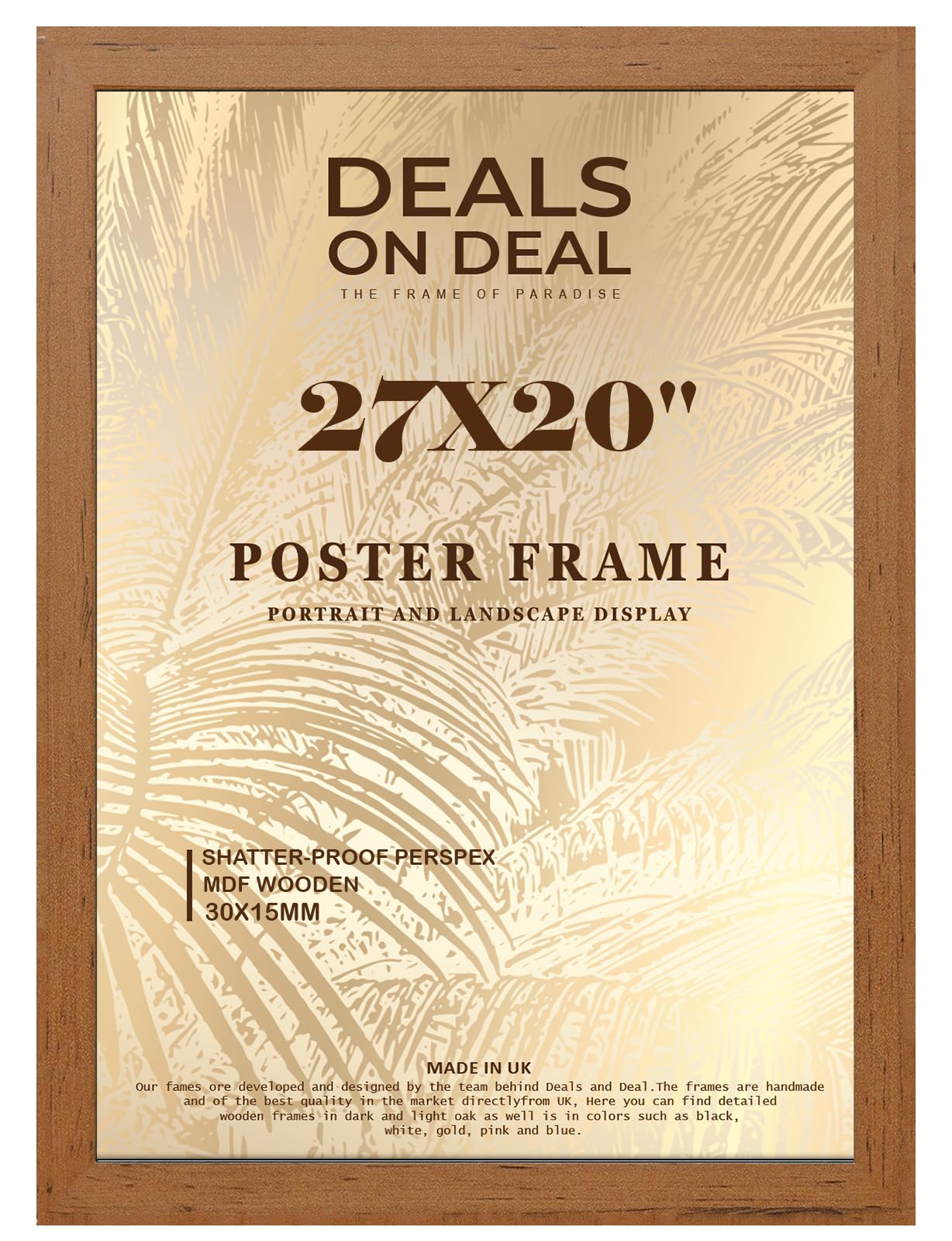 DEALS ON DEAL® Flat 27x20 in Poster Frames Photo Picture Frame Jigsaw Puzzle | Mdf Wooden 27 x 20 in | Large 685 x 508 mm | for Home Office Livingroom (Walnut)