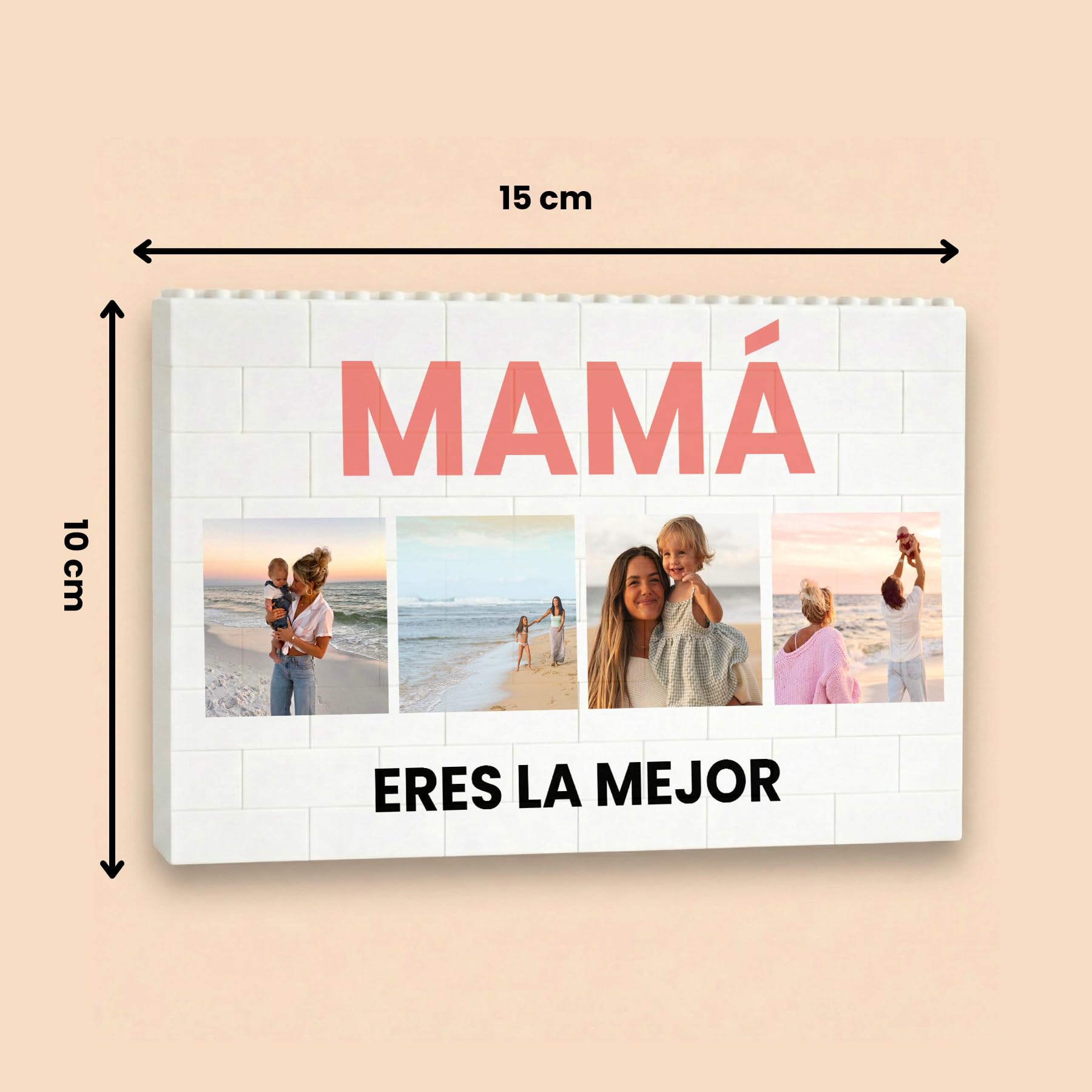 Cristal Plaque - Puzzle Personalizado Mamá con 4 Fotos y Texto | Rompecabezas Interactivo de Bloques Apilables Premium Mamá | Decoración Personalizada para el Hogar — view 4