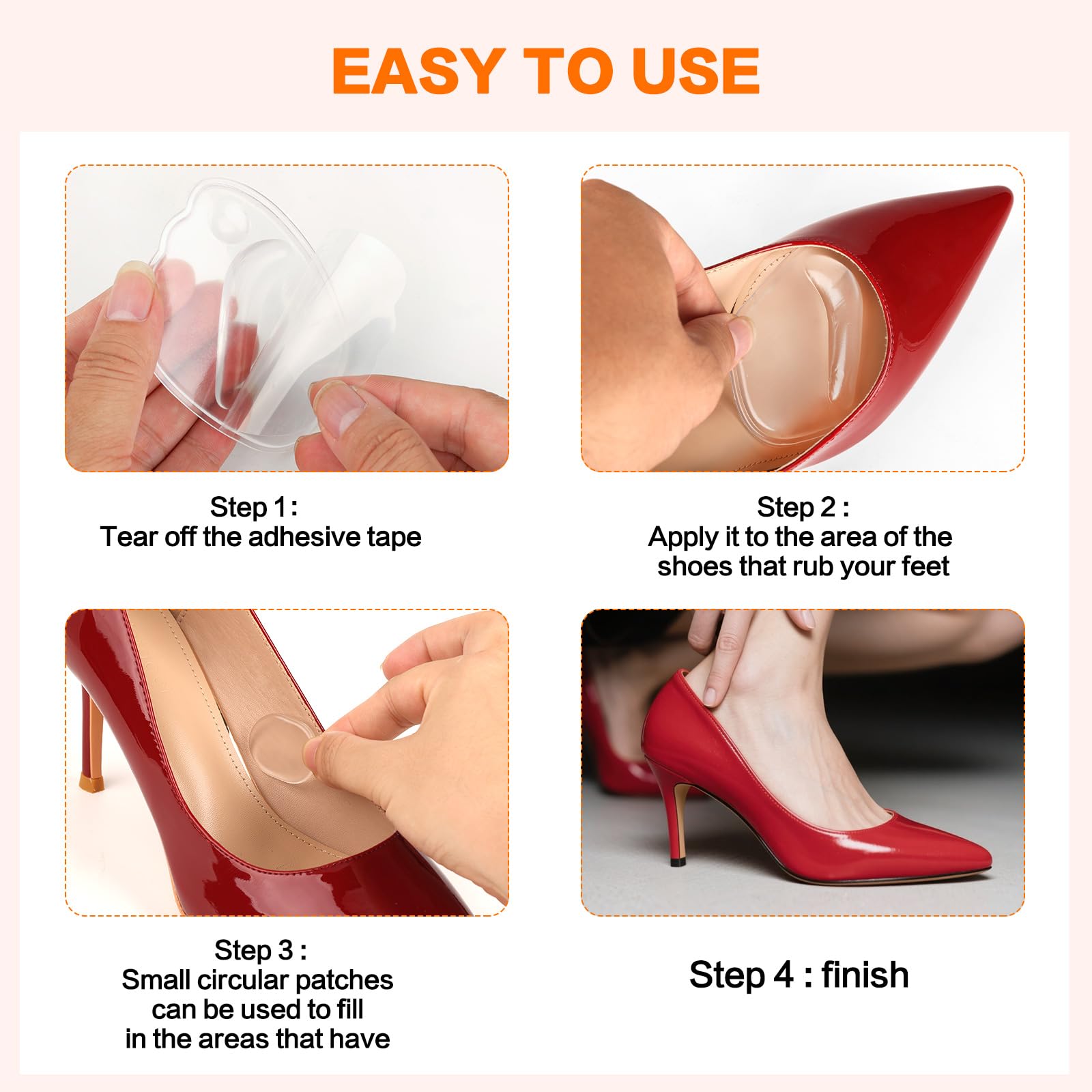 Almohadillas de talón para zapatos sueltos, almohadillas de talón para zapatos demasiado grandes, para hombres y mujeres, protectores de talón ultra relajantes para el dolor de talón