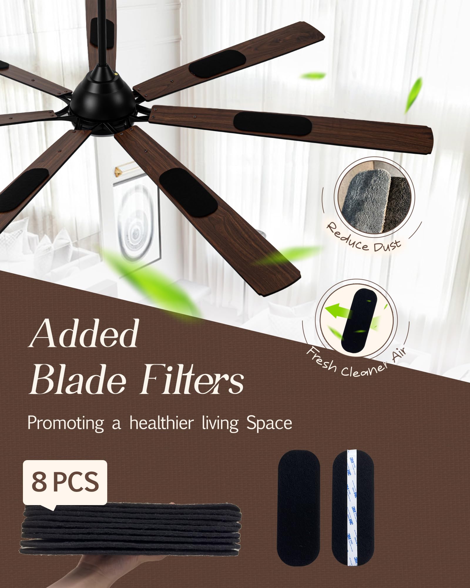 72 Large Smart Ceiling Fan with Light Remote Control via WiFi Alexa 6-Speeds Quiet DC Motor Dimmable Indoor — view 7