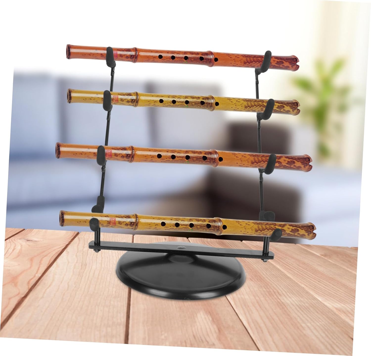 Yardwe Desktop Bamboo Flute Stand Round Base Dizi Display Rack for Flute Storage and Showcase for Woodwind Instruments