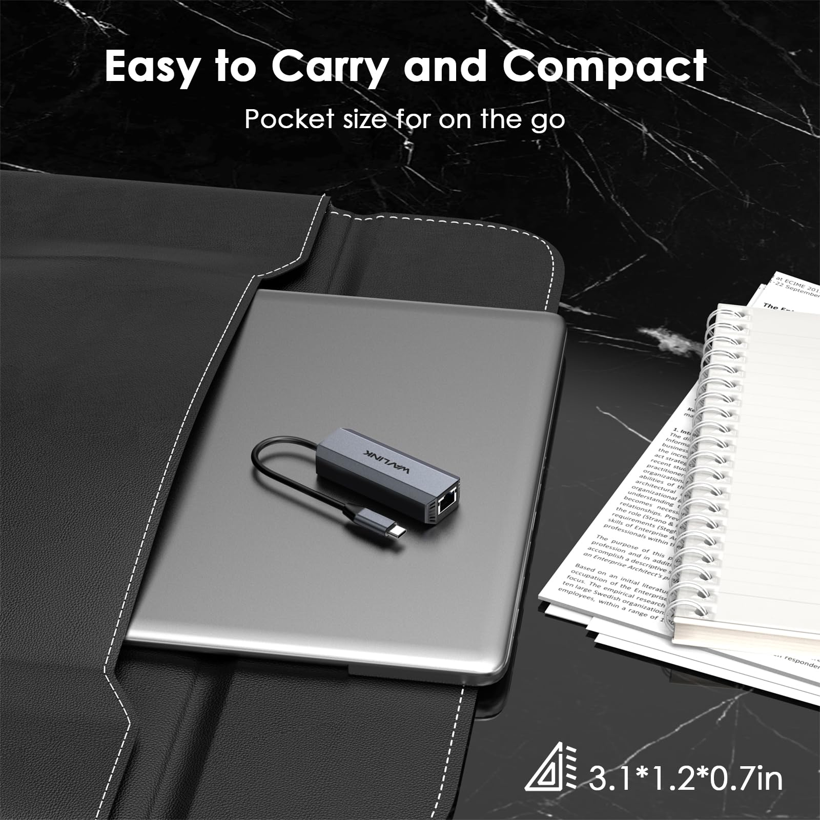 WAVLINK Adaptador Ethernet USB C de 5 Gbps, 5G/2.5G/1G/100M/10M autoadaptable, cable de 10Gbps incluido, dongle portátil de aluminio para MacBook Pro/Air, Windows 11/10, Linux, ChromeOS WL-NWU341G