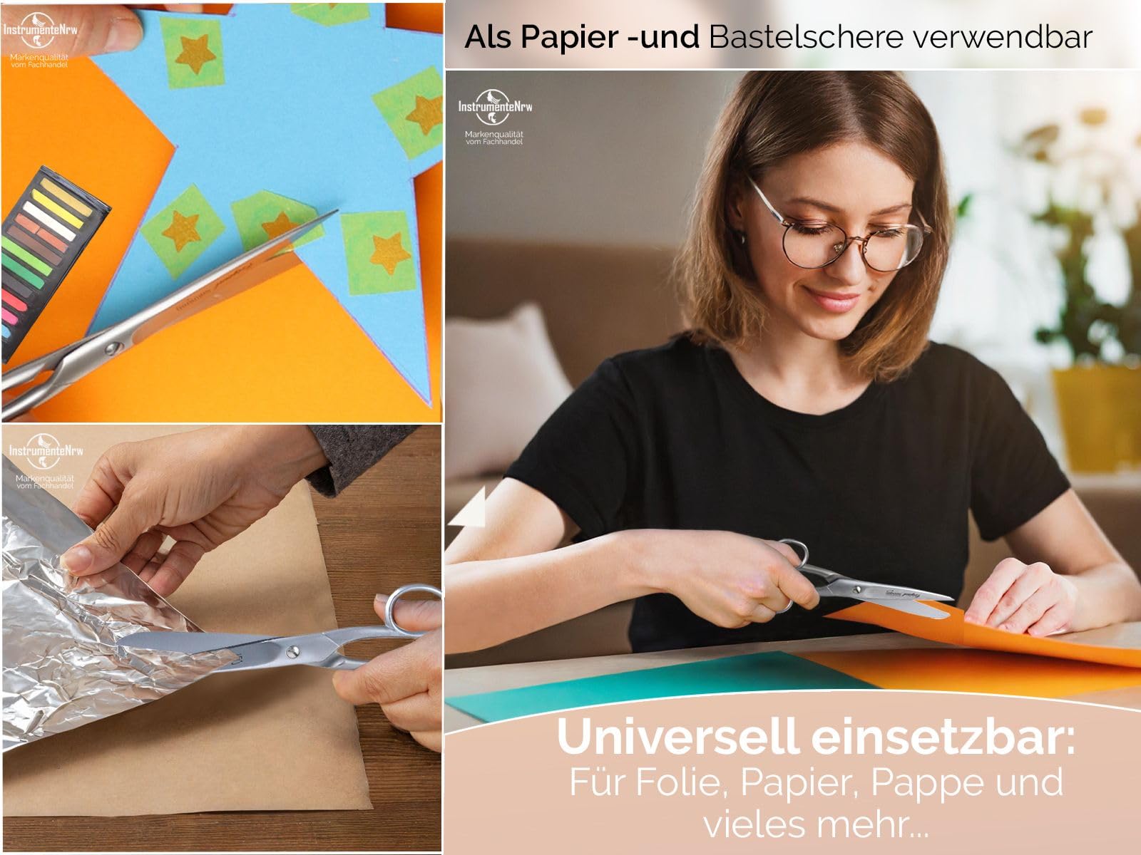 Küchenschere aus Solingen Haushaltsschere Vielzweckschere 7 Zoll Made in Germany mit Scharfem und Präzisem Schnitt Universal Schere Allzweckschere Haushaltshelfer aus Rostfreiem Edelstahl 17,78 cm