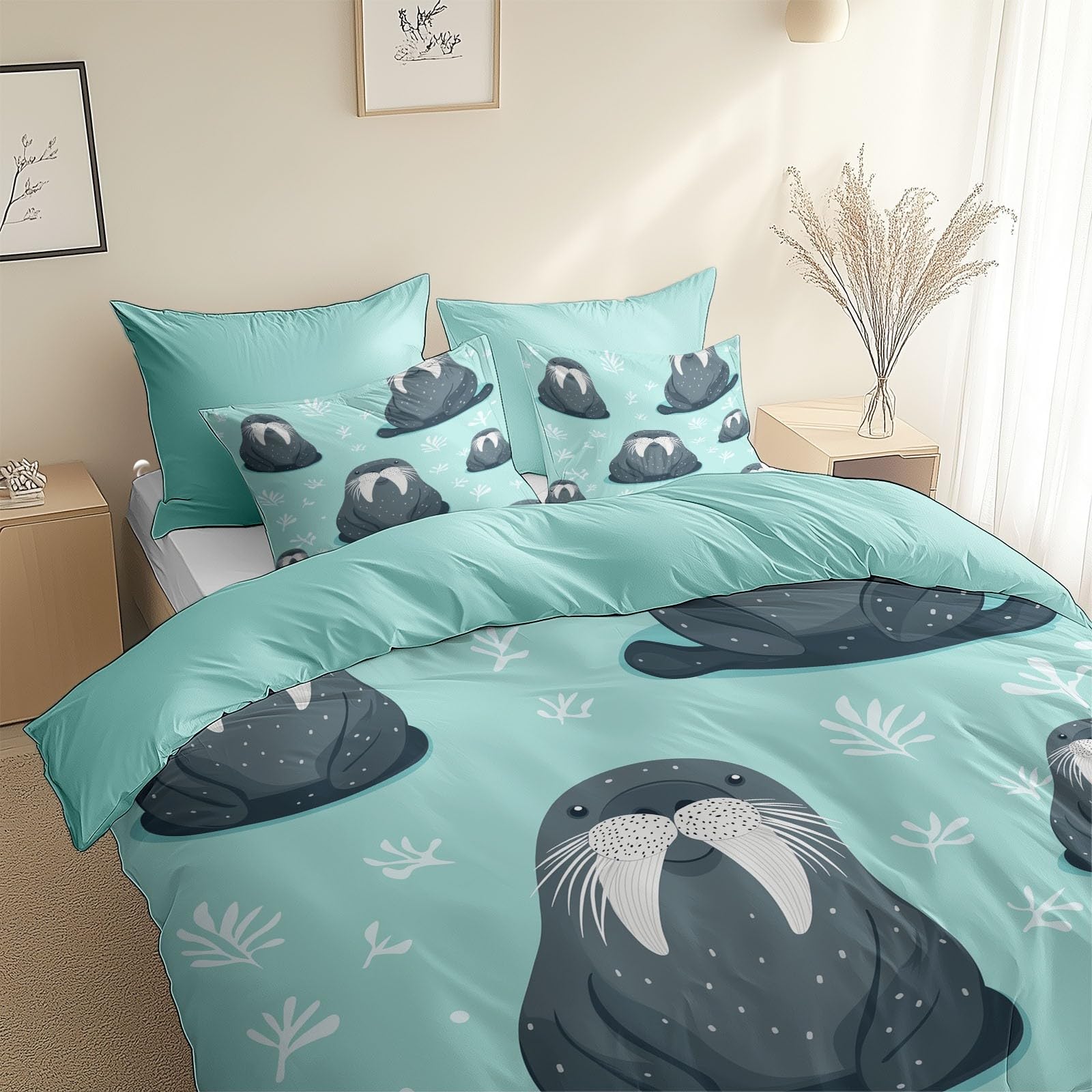 Cartoon Illustration Style Duvet Cover Toddler Size 40