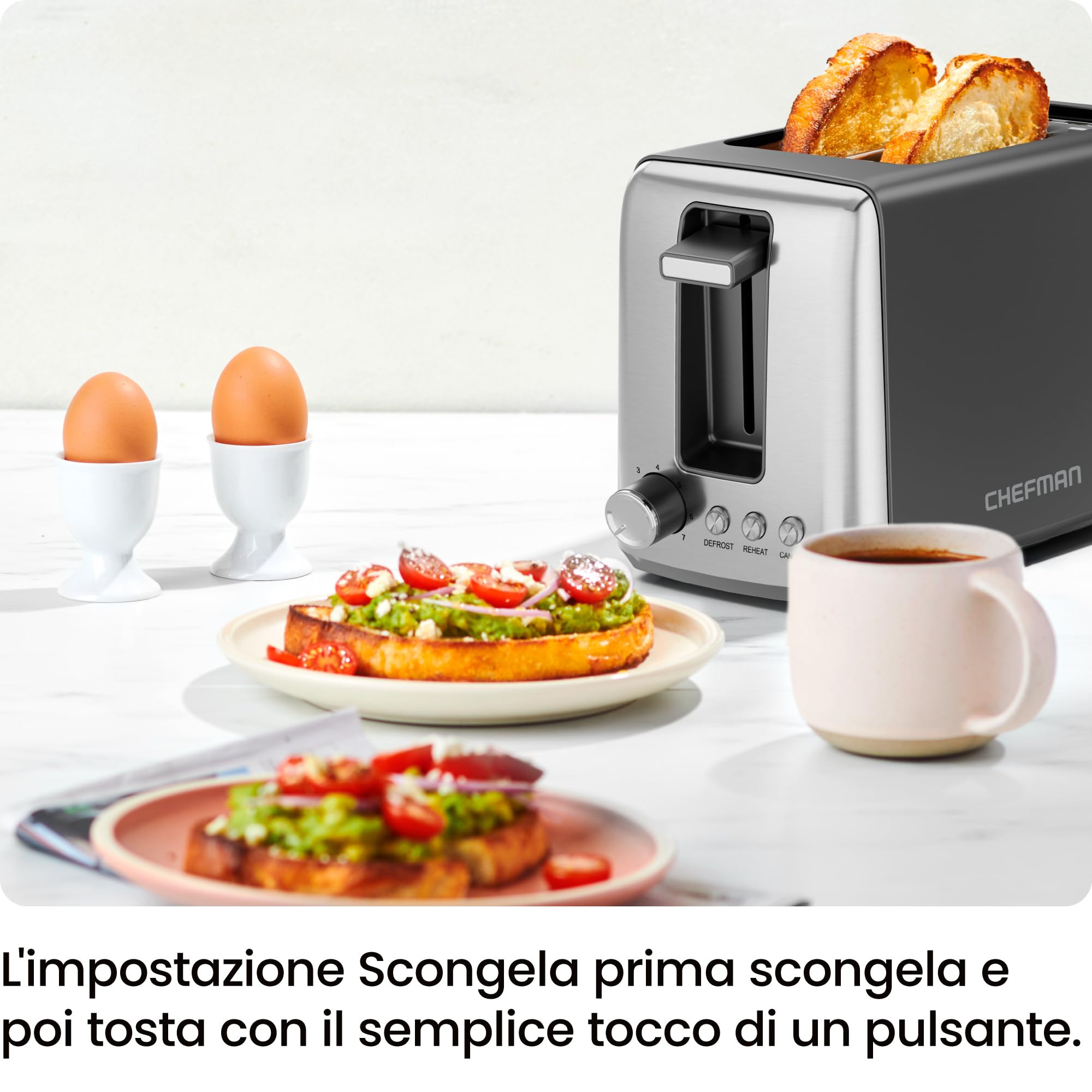 Tostapane Chefman a 2 strati, 7 gradazioni, 3 modalità di cottura, vassoio raccoglibriciole rimovibile, tostapane per toast farciti e bagel, scongelamento, annullamento, perfetto per dolci – Nero