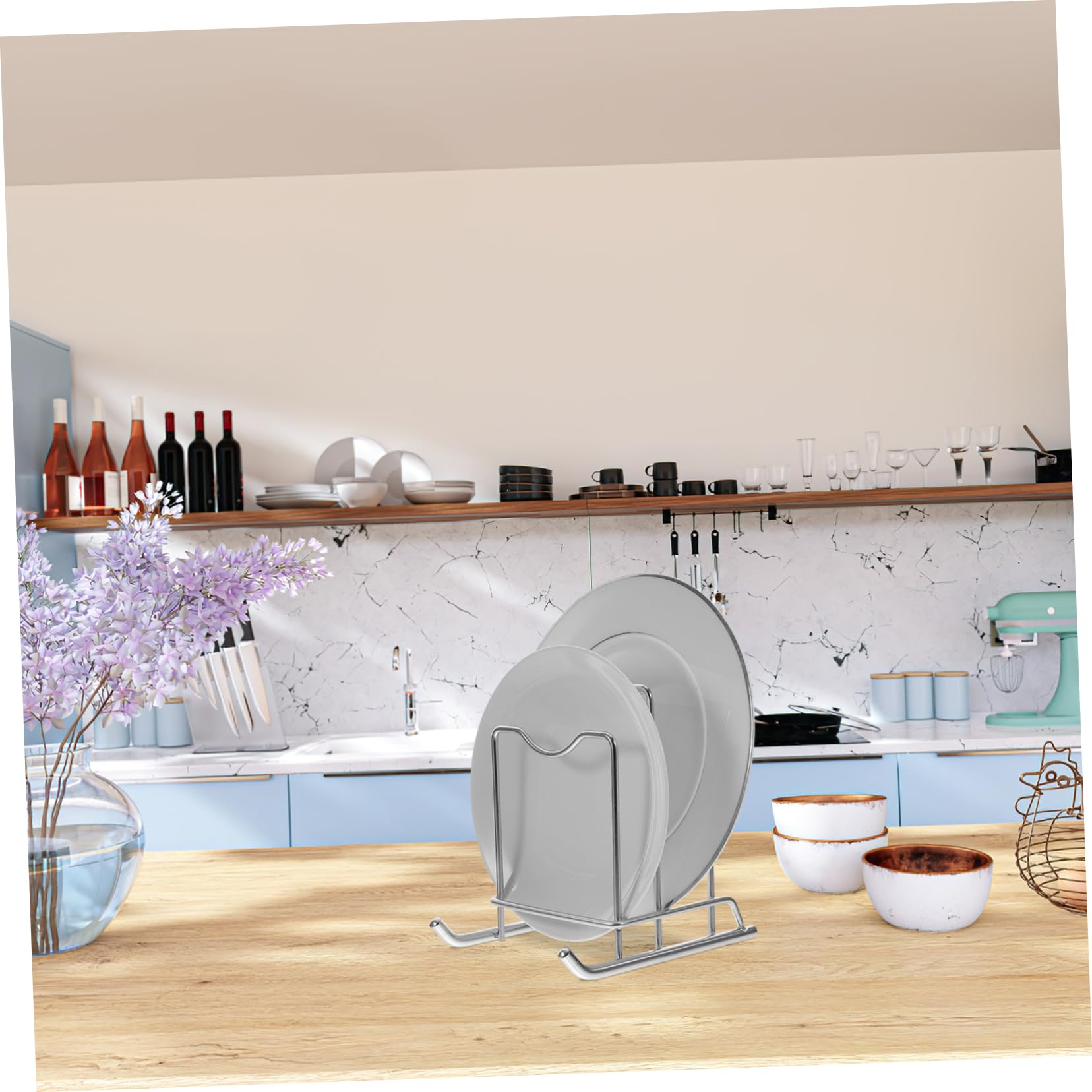 Organizzatore Cucina 2 in 1 per Coperchi e Taglieri Base Antiscivolo in Acciaio Design Semplice