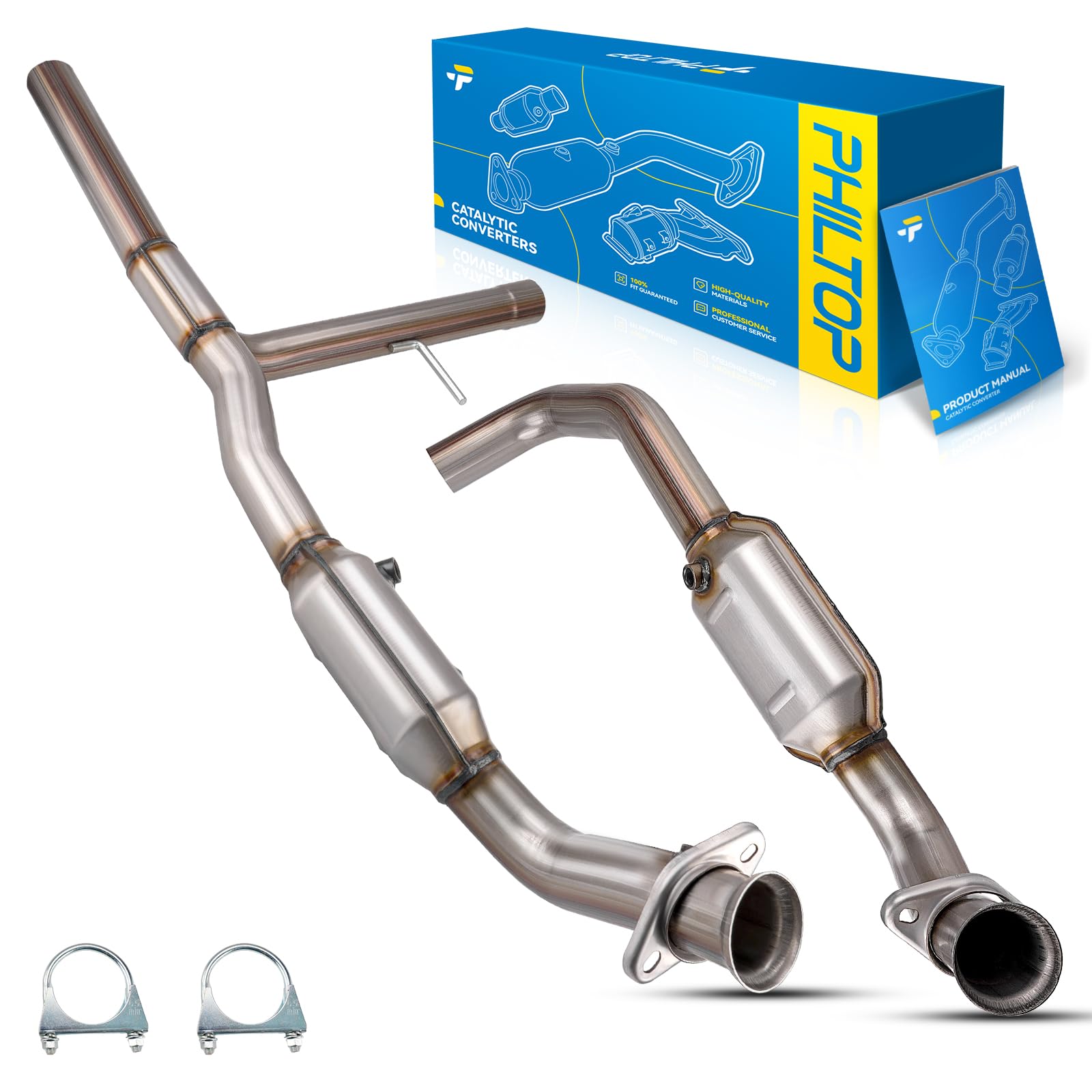 PHILTOP Left and Right Catalytic Converter Replacement For 2004-2006 F150 5.4L 4WD, 2006-2008 Mark LT 5.4L 4WD Replace 53569, 645217, 30494, 50553,
