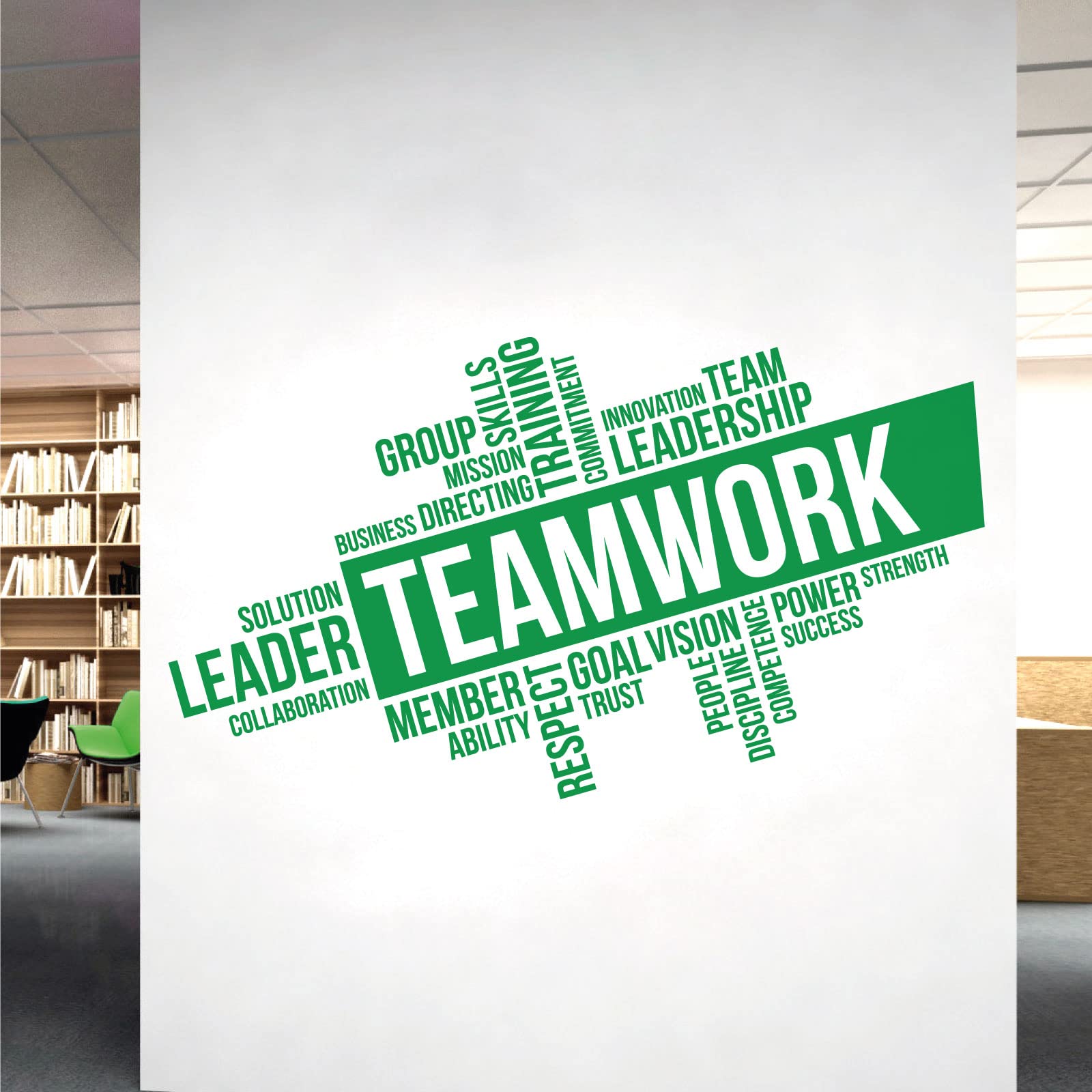Corporate Wall Art Sticker - Teamwork, Leadership, Training, Skills Goal, Respect... - Company Office, Conference Room [XLarge] [Cactus]