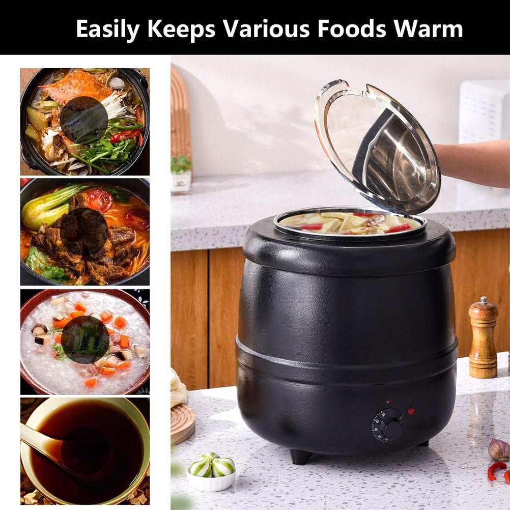AIZYR Bollitore per Zuppa da 13 Litri Scaldazuppa Elettrico, Scaldavivande con Contenitore Estraibile in Acciaio Inox Scaldavivande da Banco per Ristoranti E Catering Domestici,Curved