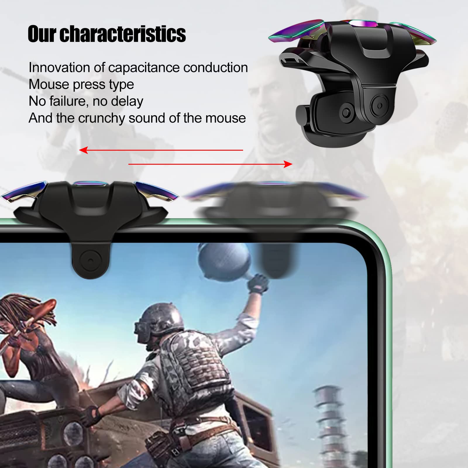 Newseego PUBG Mobile Game Trigger, PUBG Mobile Phone Trigger L1R1 Armor Style Colorful Pubg Game Trigger Spara Joystick di Controllo Sensibili Aim & Fire Game Pulsante Telefono per PUBG