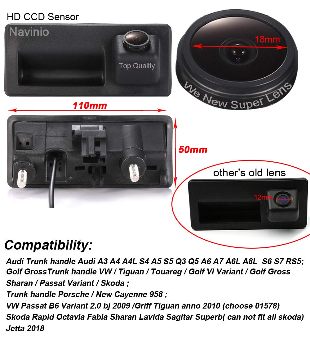 Caméra De Recul 1080P AHD Pour Audi, Volkswagen, Skoda - Grand Angle 170°, étanche IP68