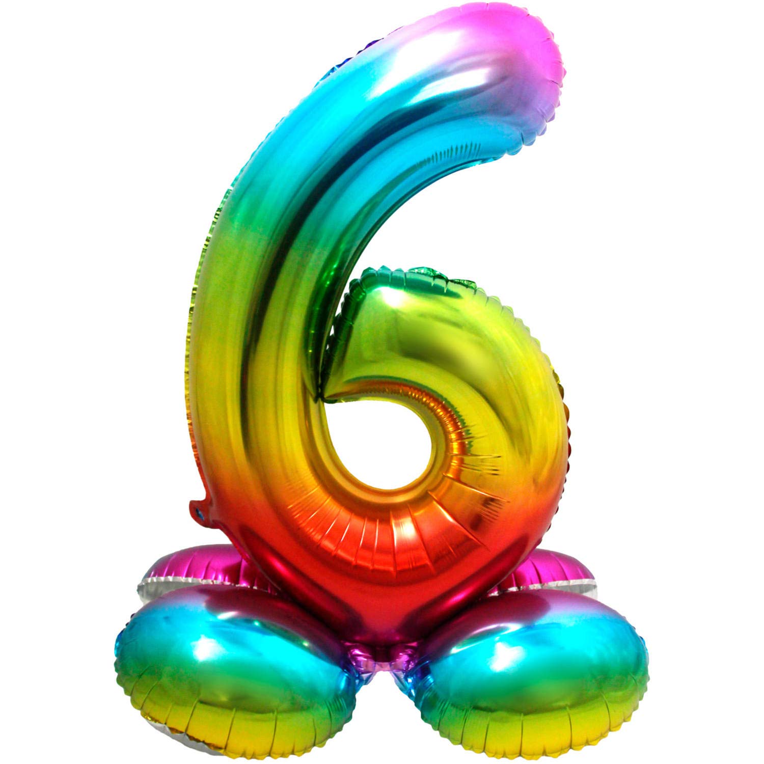 Folat - Foil Balloon with Base Number 6 Rainbow - 72 cm