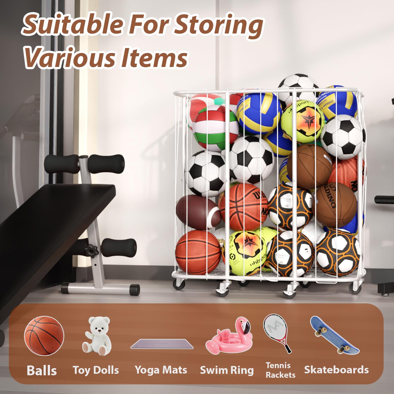 YKDIRECT Organizer per giocattoli di peluche, 250 l, con ruote, struttura in metallo e cordino elastico, adatto per riporre qualsiasi oggetto