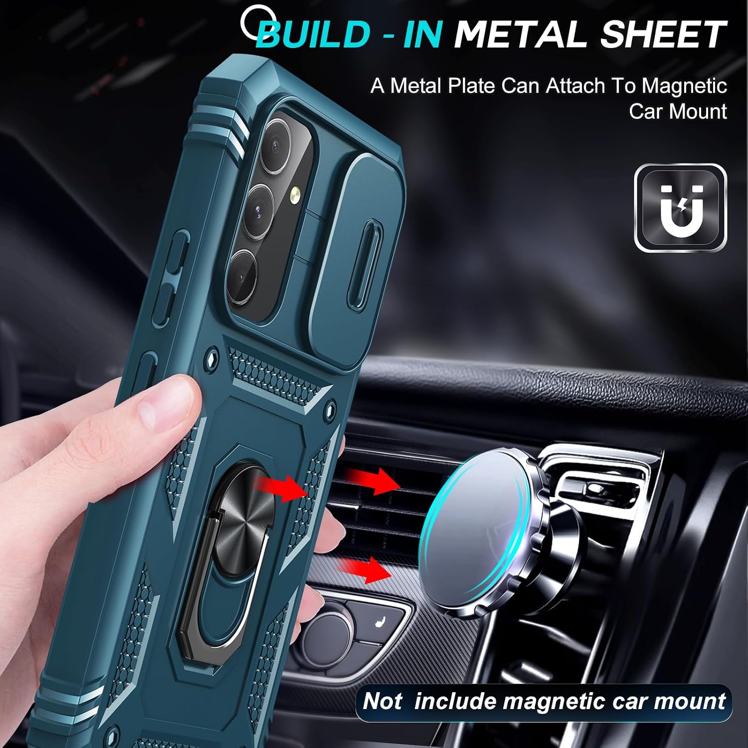 LeYi for Galaxy A54-5G Phone Case: Compatible for Samsung A54 5G Case with 2 Screen Protector, Slide Camera Cover Military-Grade Protection para Telefono Cell Samsung Galaxy A54 5G Case, Sea Blue image 4