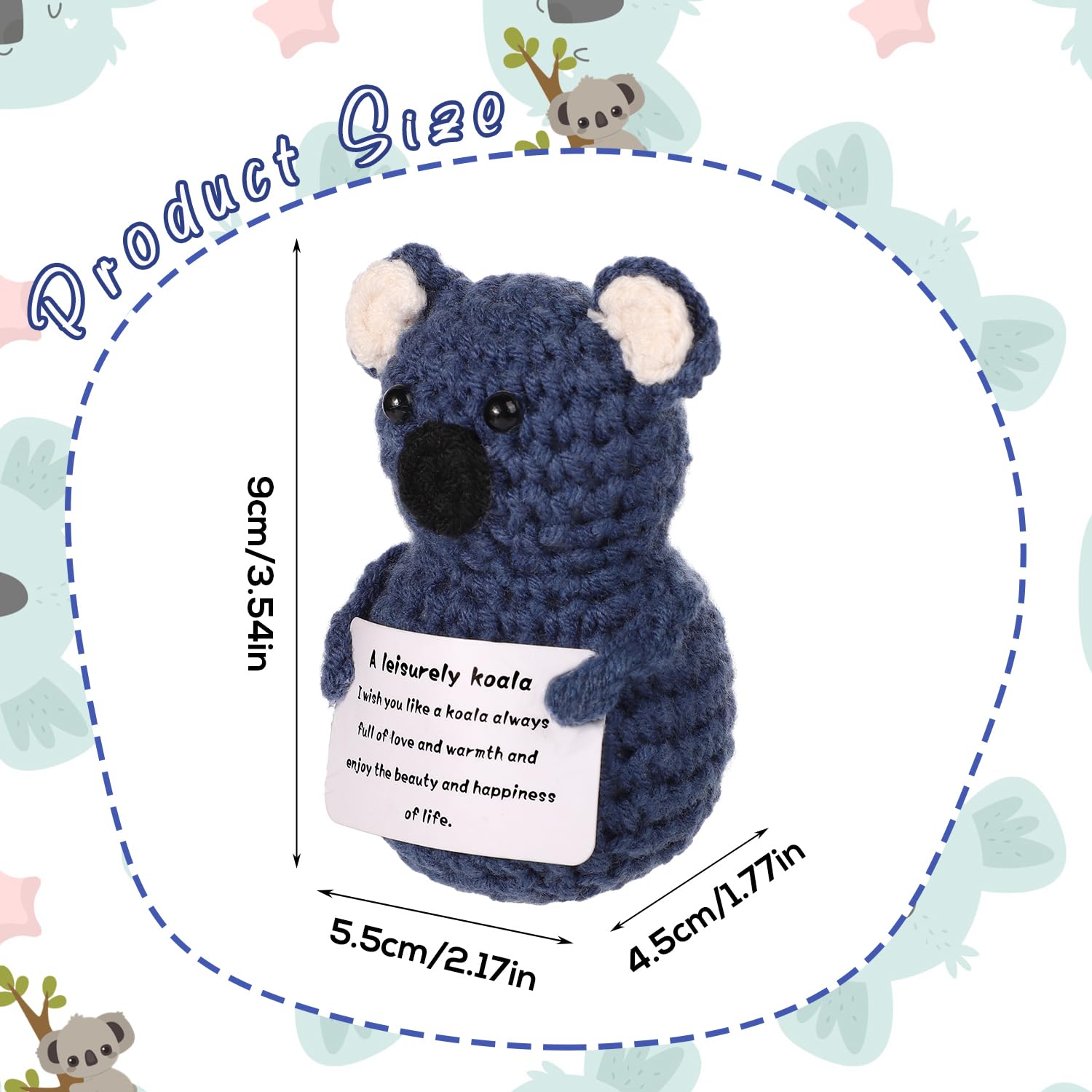 Regalo Positivo All'Uncinetto – Bradipo Emotivo In Peluche Con Biglietto Incoraggiante, Mini Bambola Ispiratrice Fatte A Mano